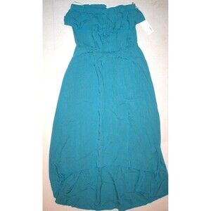 NWT Womens Lapis Small Blue Strapless High Low Maxi Dress Blue Pretty USA Viscos